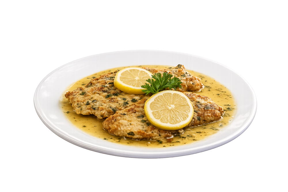 Chicken entrée with lemon sauce from The Bedford Diner Early Bird Specials